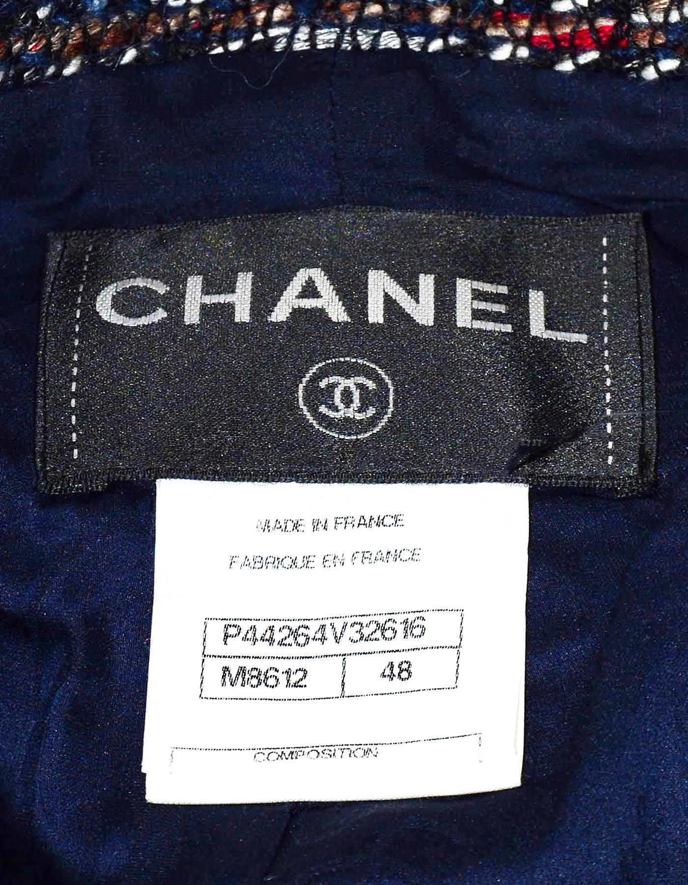Chanel Fall '13 Runway Red & Navy Wool Jacket sz FR48 2