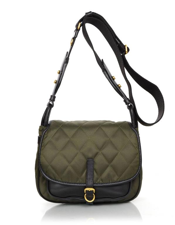Prada 2016 Army Green Nylon and Leather Quilted Corsaire Messenger  Crossbody Bag at 1stDibs