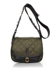 Prada 2016 Army Green Nylon & Leather Quilted Corsaire Messenger Crossbody Bag