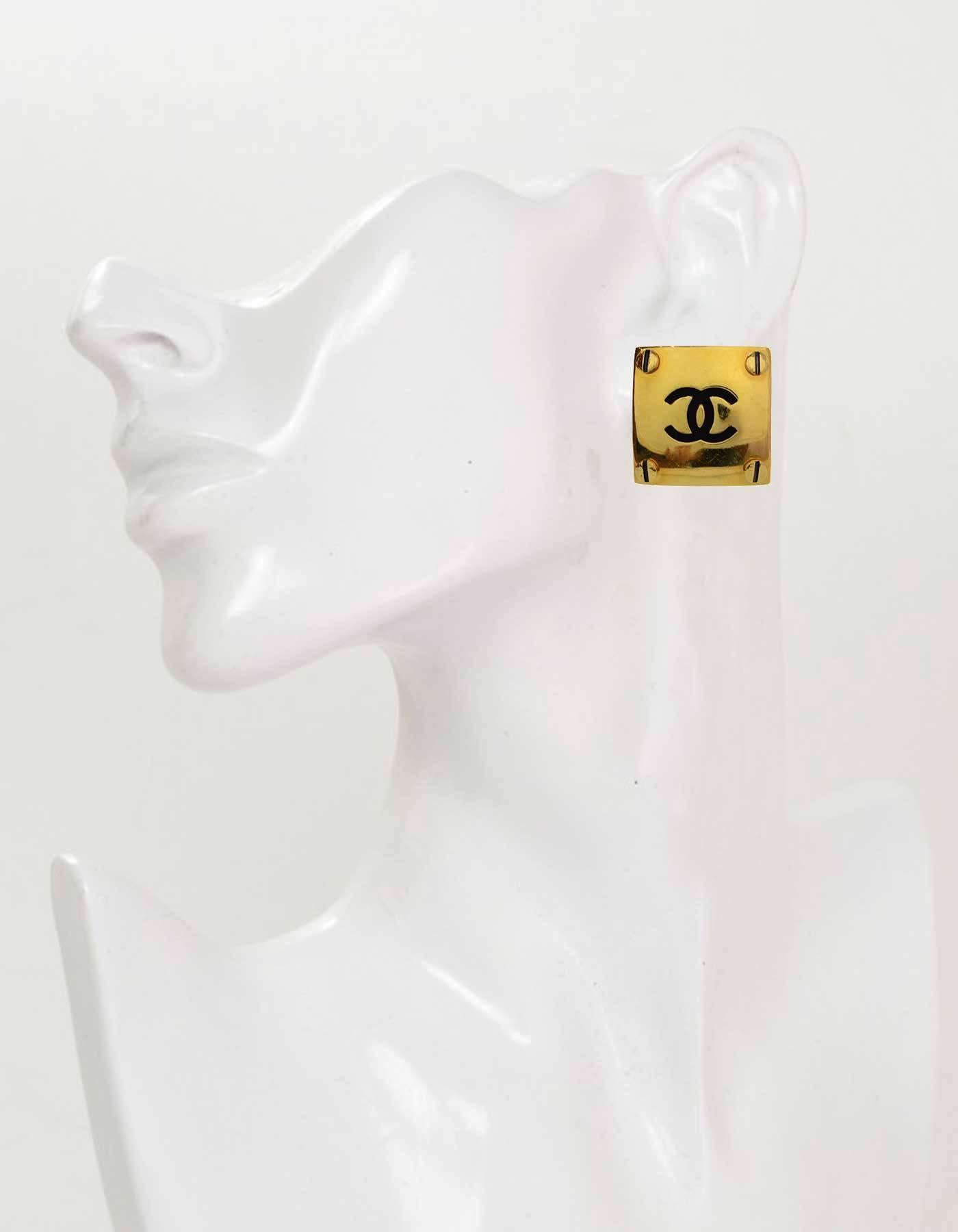 Chanel XL Square CC Clip On Earrings 1