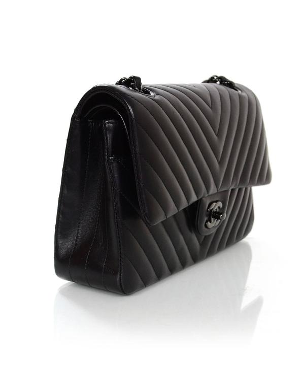Chanel Rare Chevron So Black 10 Double Flap Classic Bag At 1stdibs