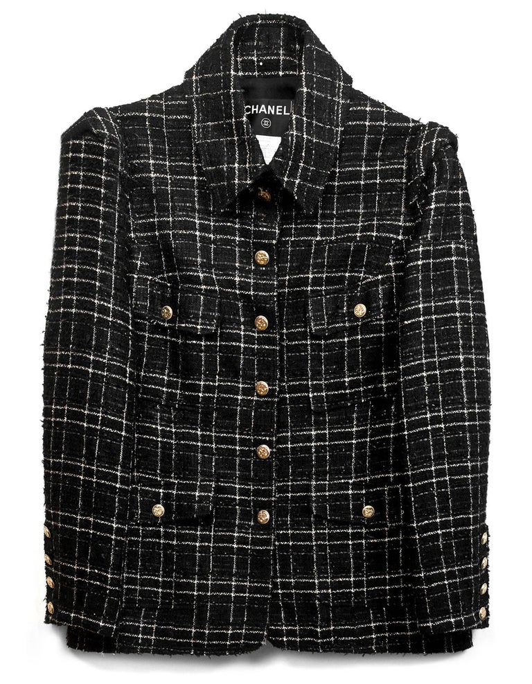 Chanel Black & White Tweed Jacket sz FR48