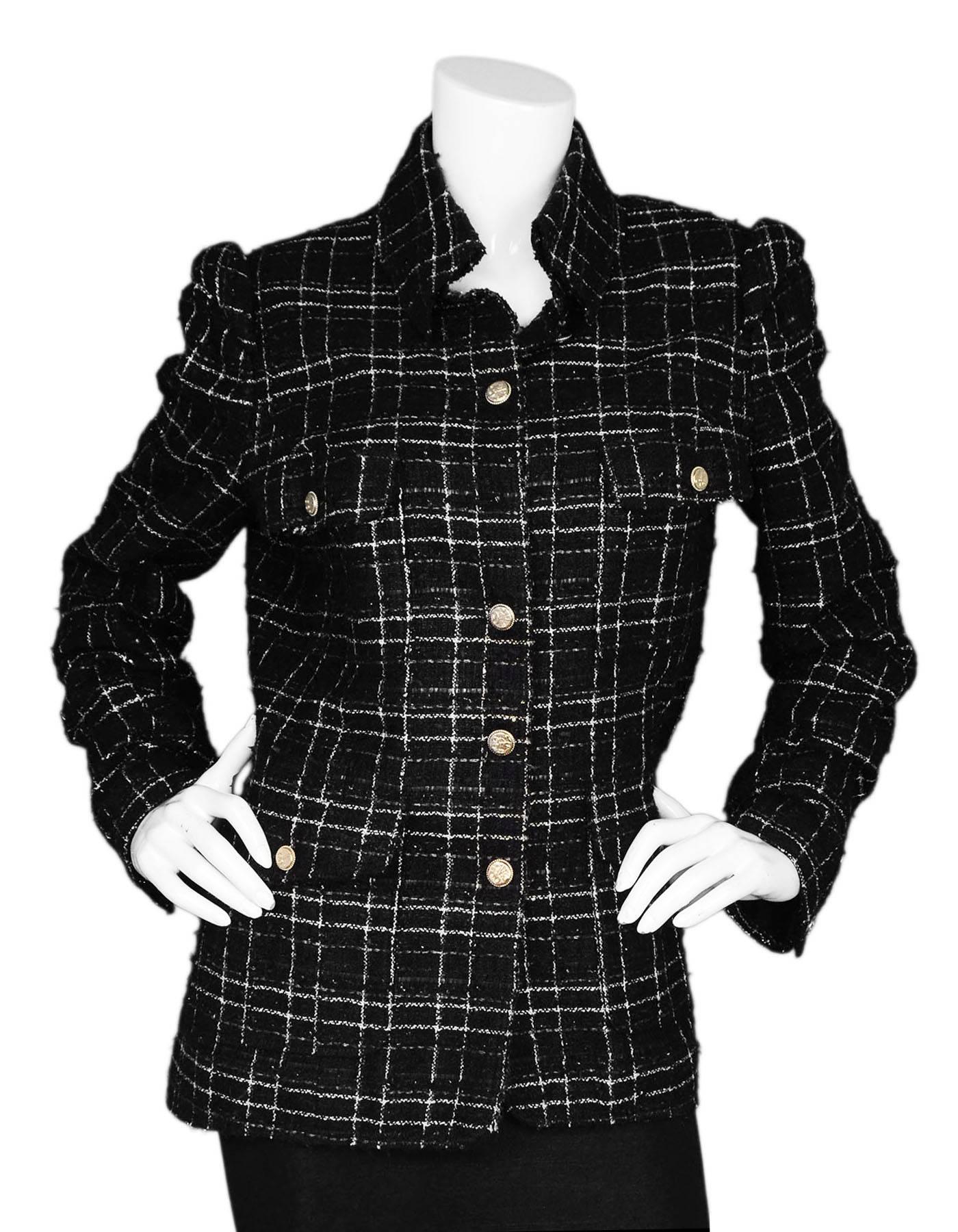 chanel black and white tweed jacket