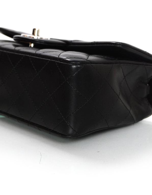 Chanel Black Lambskin Leather Quilted Rectangular Mini Flap Crossbody Bag