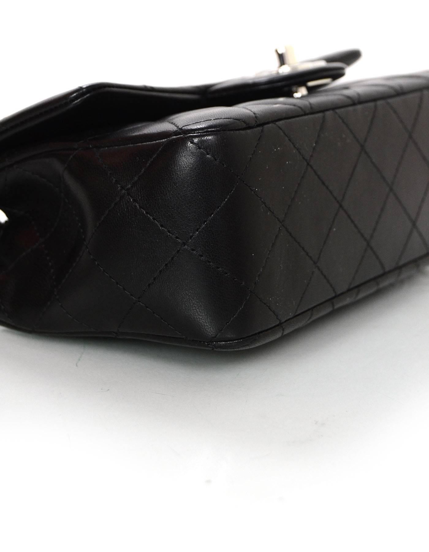 Chanel Black Lambskin Leather Quilted Rectangular Mini Flap Crossbody Bag In Excellent Condition In New York, NY