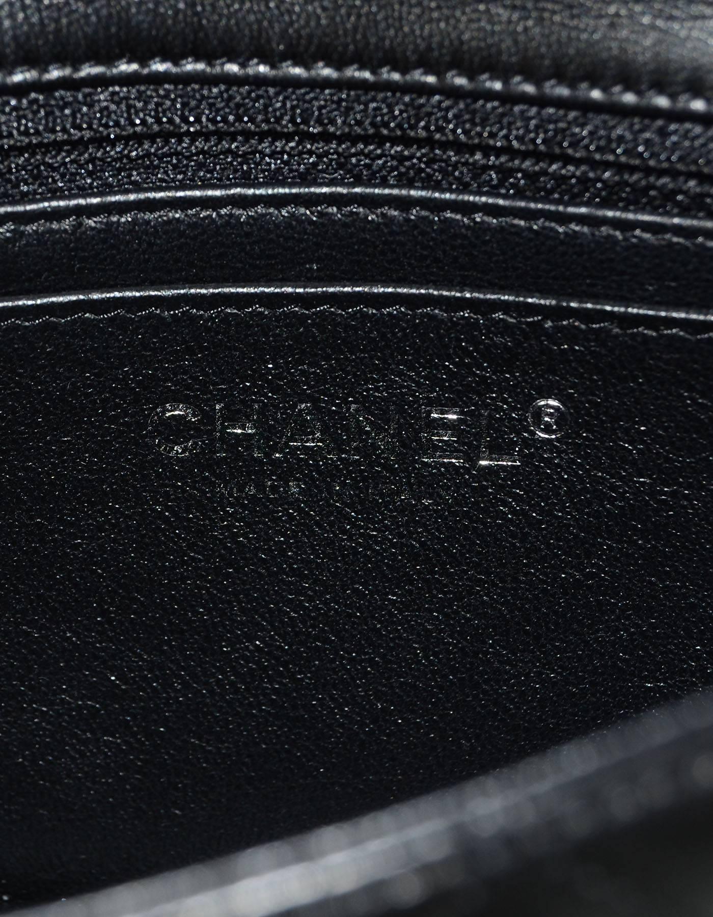 Women's Chanel Black Lambskin Leather Quilted Rectangular Mini Flap Crossbody Bag