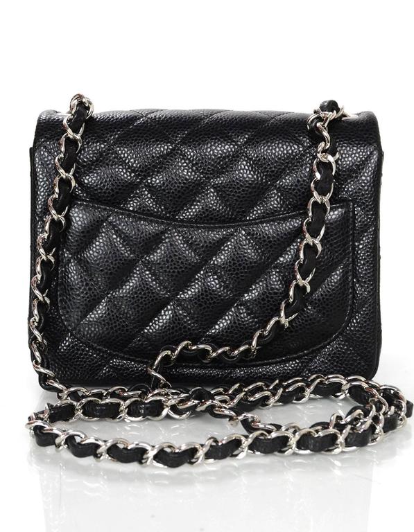 Chanel Black Caviar Leather Quilted Square Mini Crossbody Flap Bag SHW