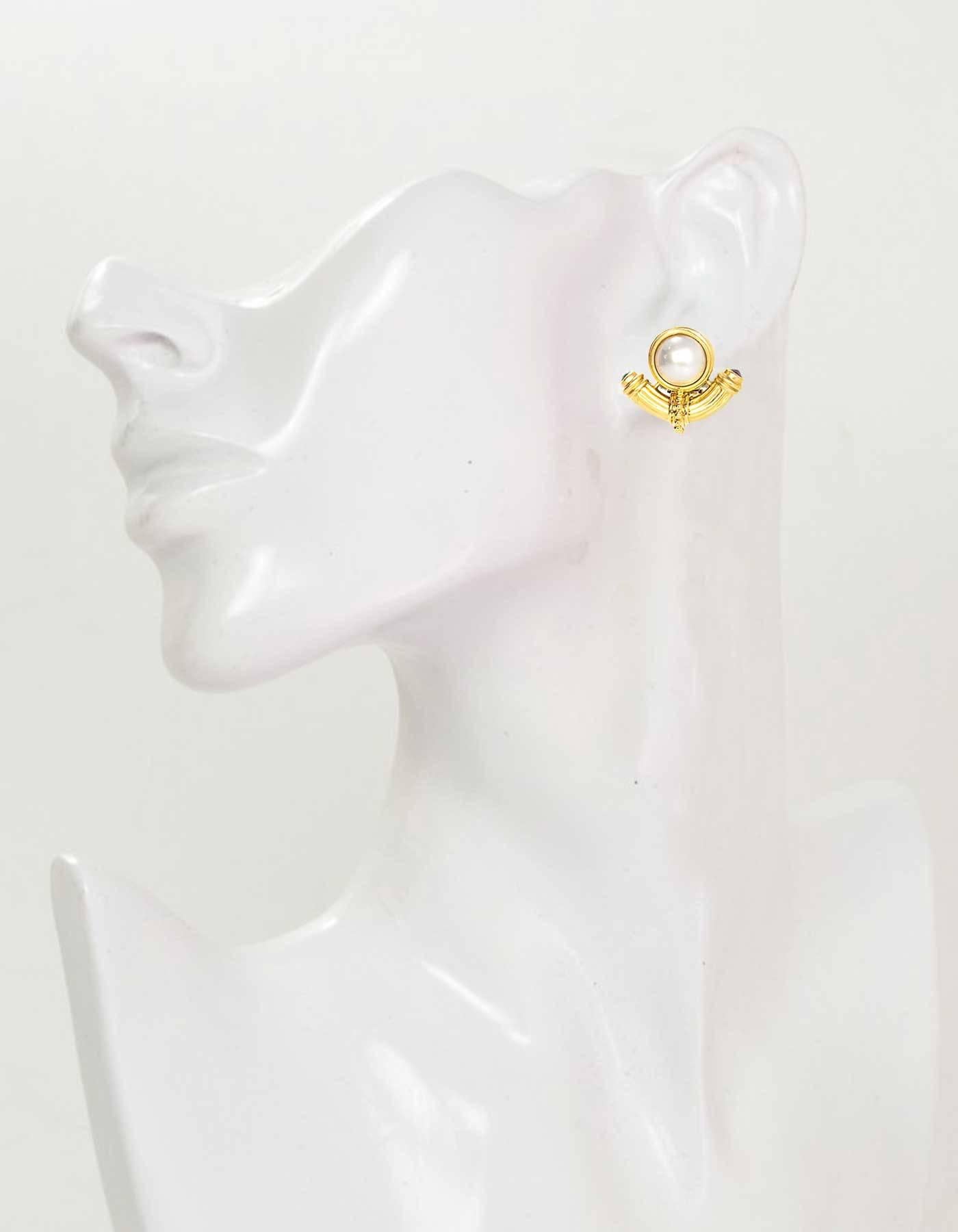 14k yellow gold pearl earrings