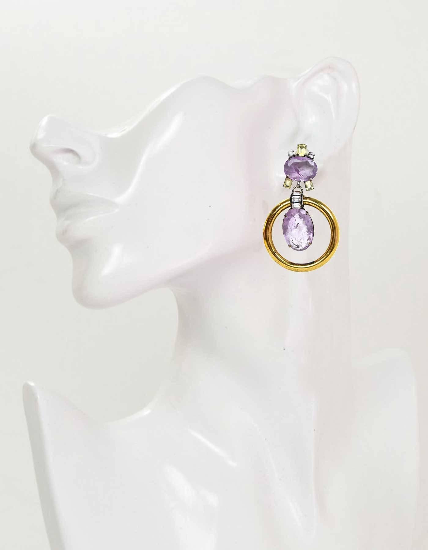 Iradj Moini Amethyst & Gold Hoop Clip On Earrings 3