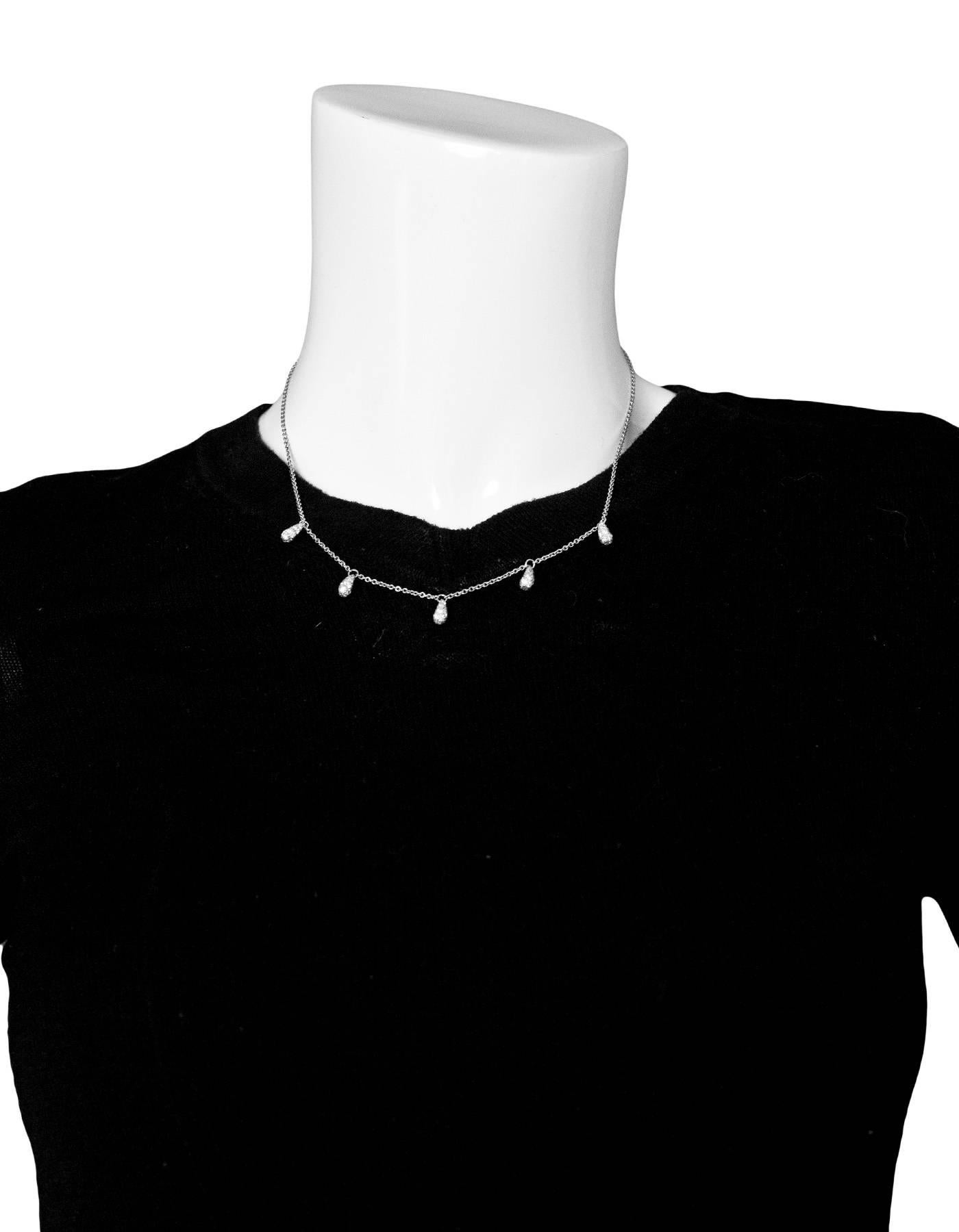 Tiffany & Co. Elsa Peretti Five Teardrop Diamond & Platinum Chain Necklace In Excellent Condition In New York, NY