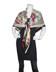 Hermes Red/Black/Neutral Della Cavalleria 140cm Silk/Cashmere Scarf Shawl
