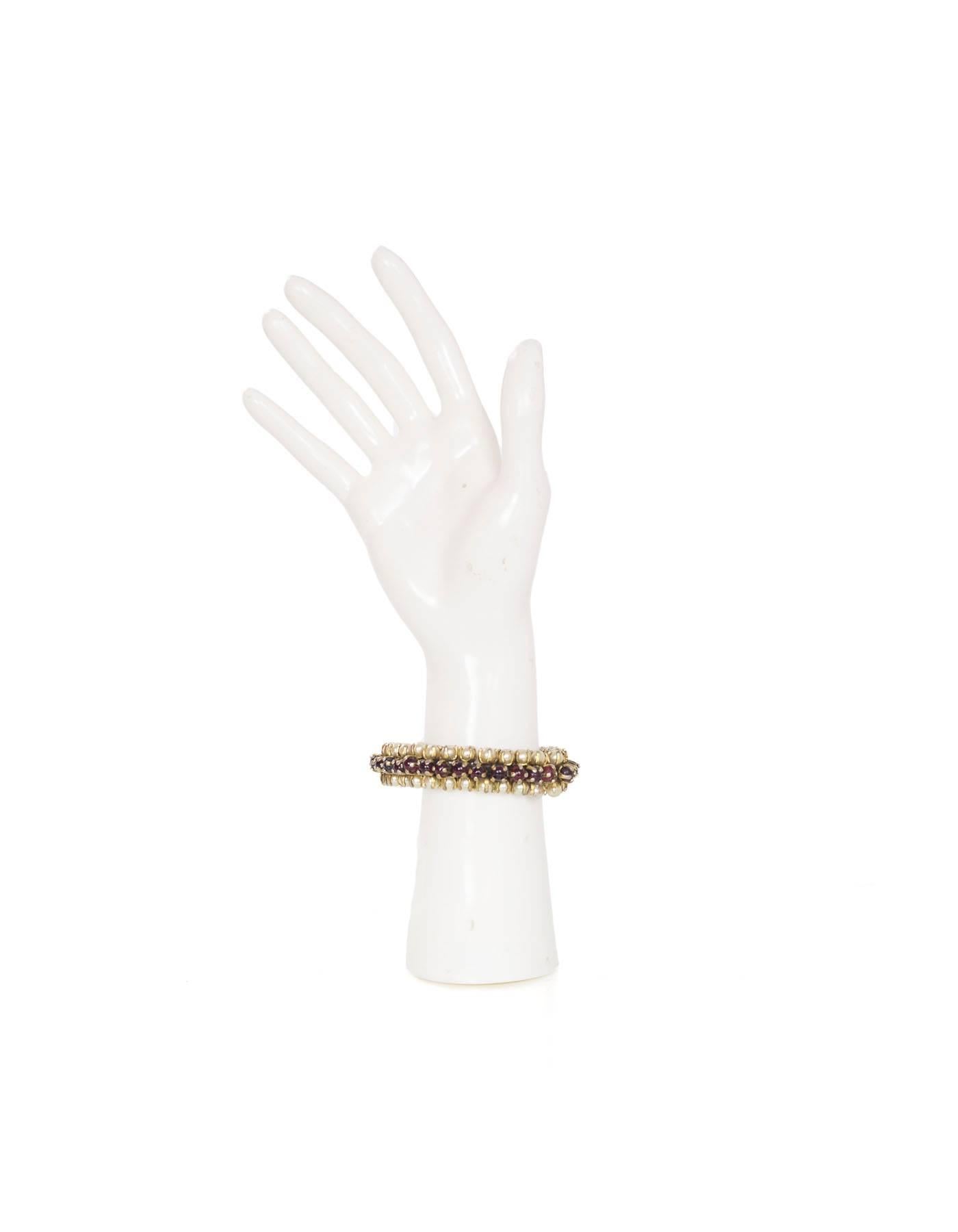 Women's Chanel 1950s Vintage Glass And Faux Pearl Bangle Bracelet