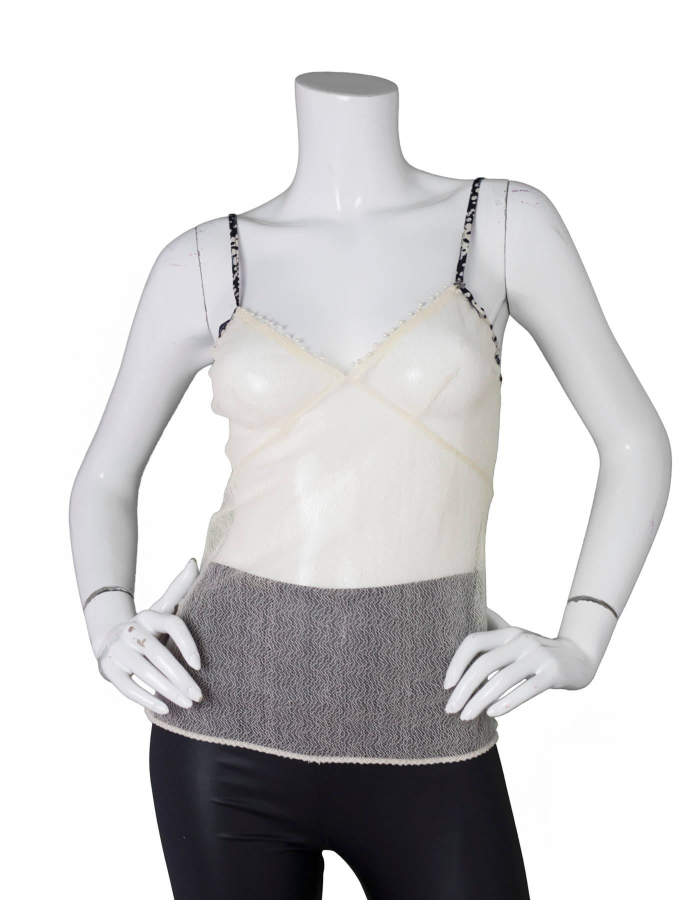 Chanel Beige Mesh Camisole sz S In Excellent Condition In New York, NY