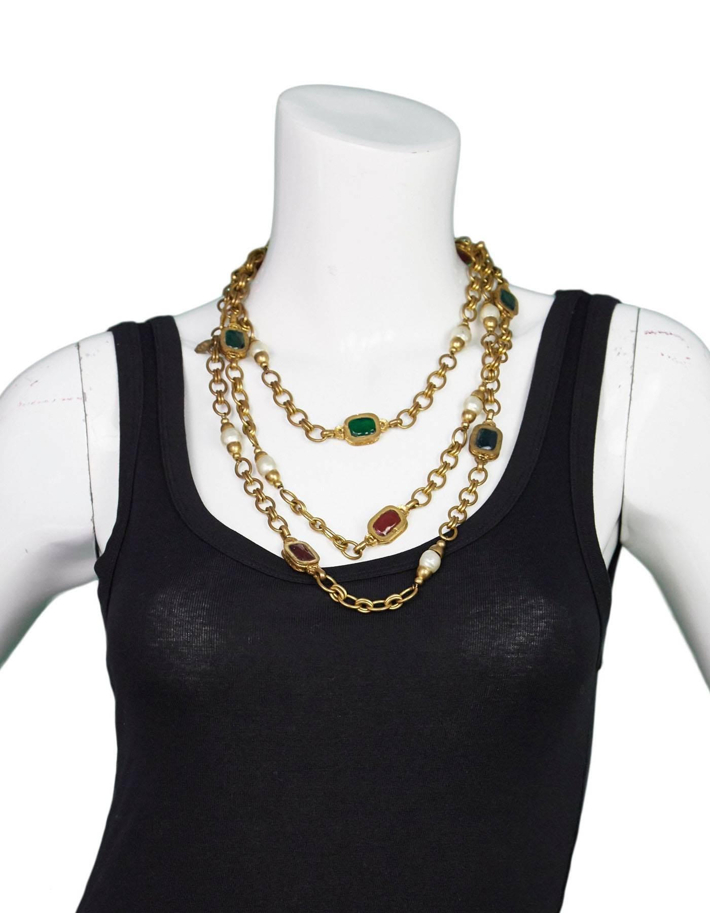 Chanel Chain Link & Gripoix Long Necklace 2