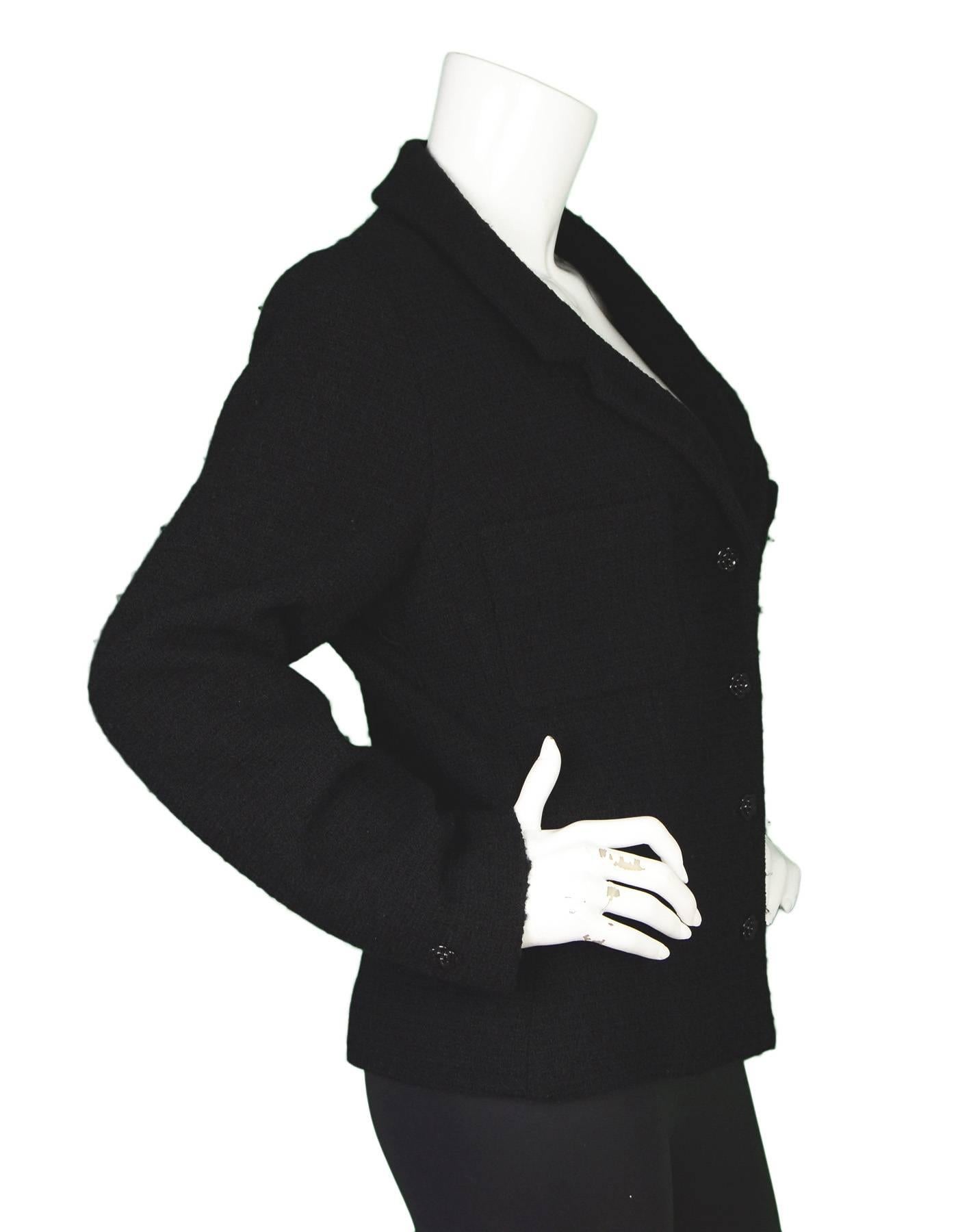 Women's Chanel Black Boucle Jacket sz FR46