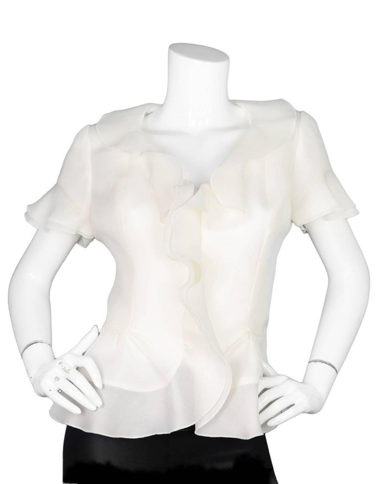Jackie Rogers White Ruffle Organza Blouse For Sale at 1stDibs