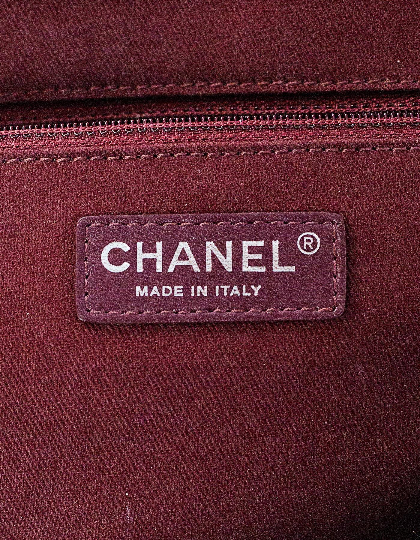 Chanel Burgundy Quilted Distressed Leather Quilted Flap Bag w/ Tweed Trim  1