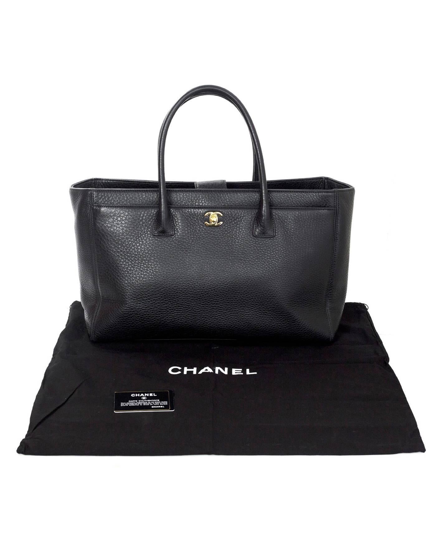Chanel Black Pebbled Leather XL Executive Cerf Tote 2