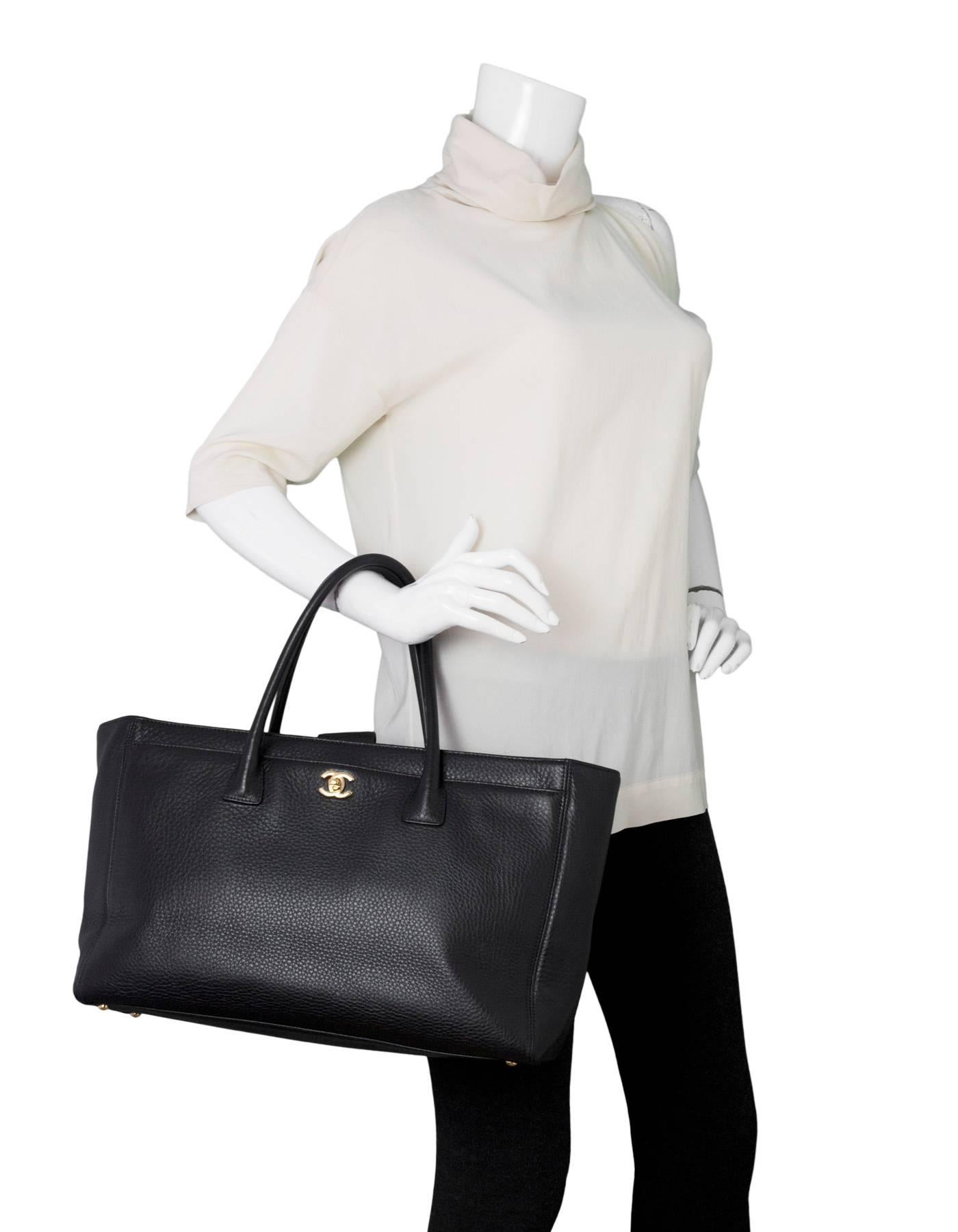 Chanel Black Pebbled Leather XL Executive Cerf Tote 3