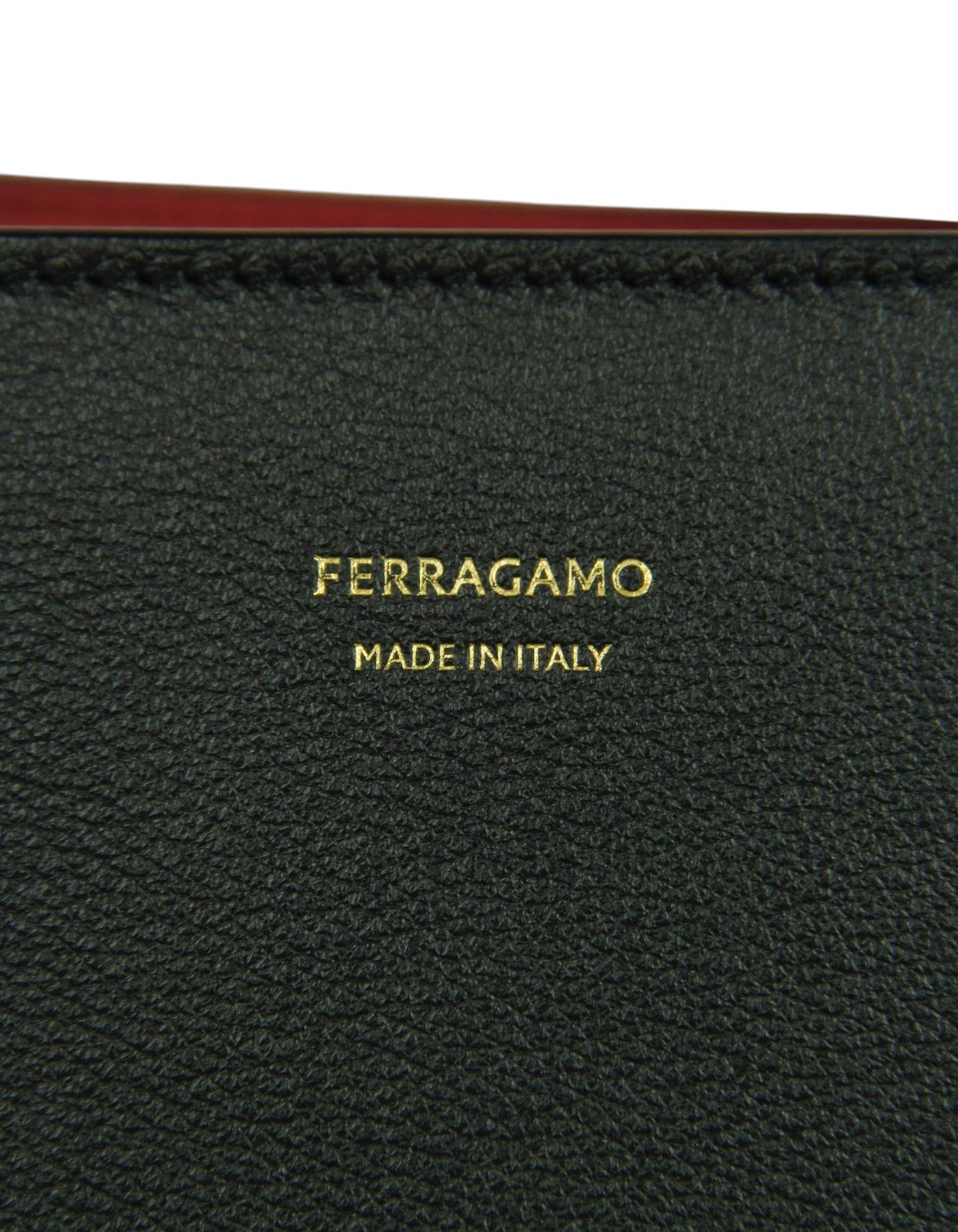 Salvatore Ferragamo Borsa con manico superiore in pelle nera/rossa in vendita 4