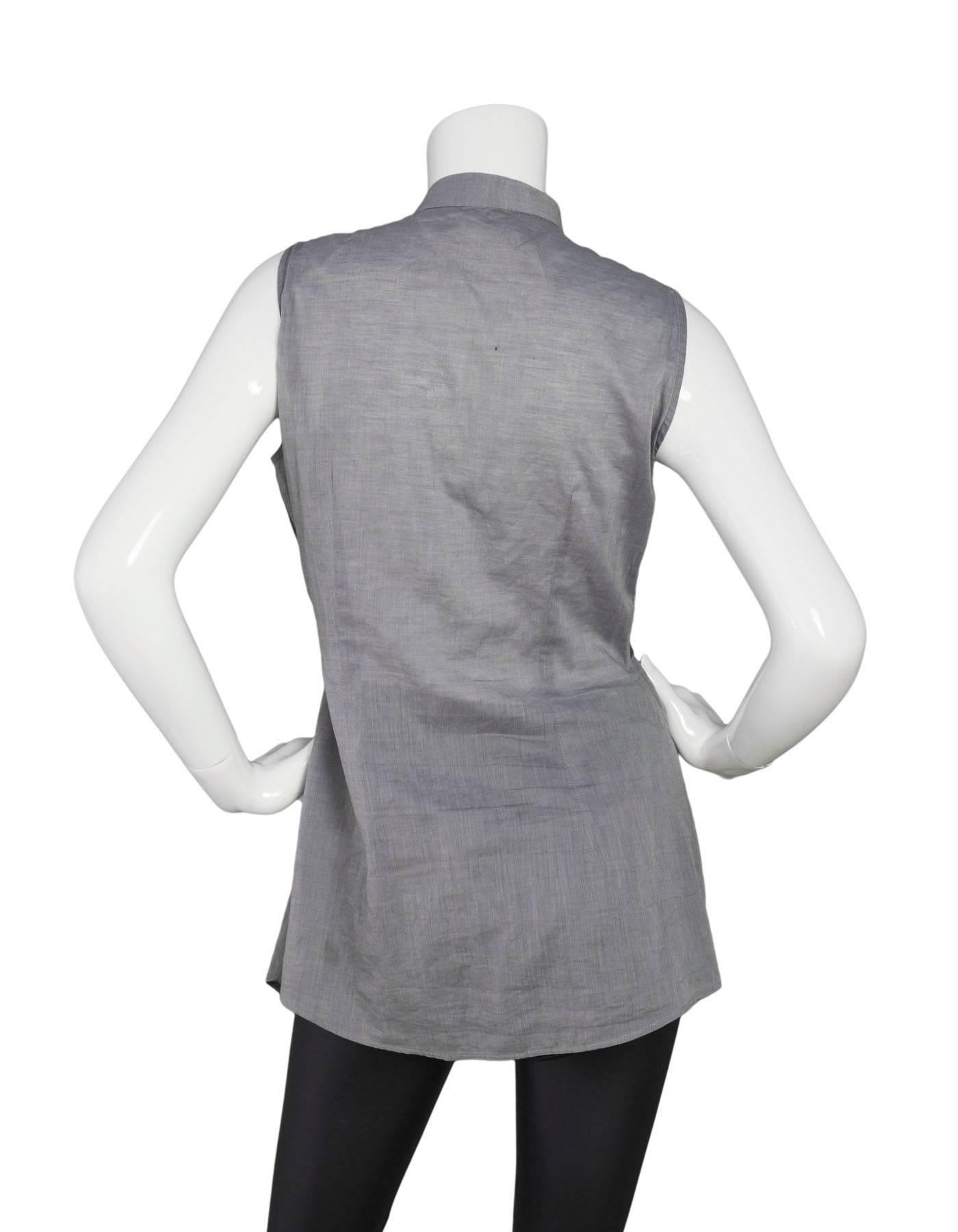 Gray Brunello Cucinelli Cotton Zipper Sleeveless Top sz XL