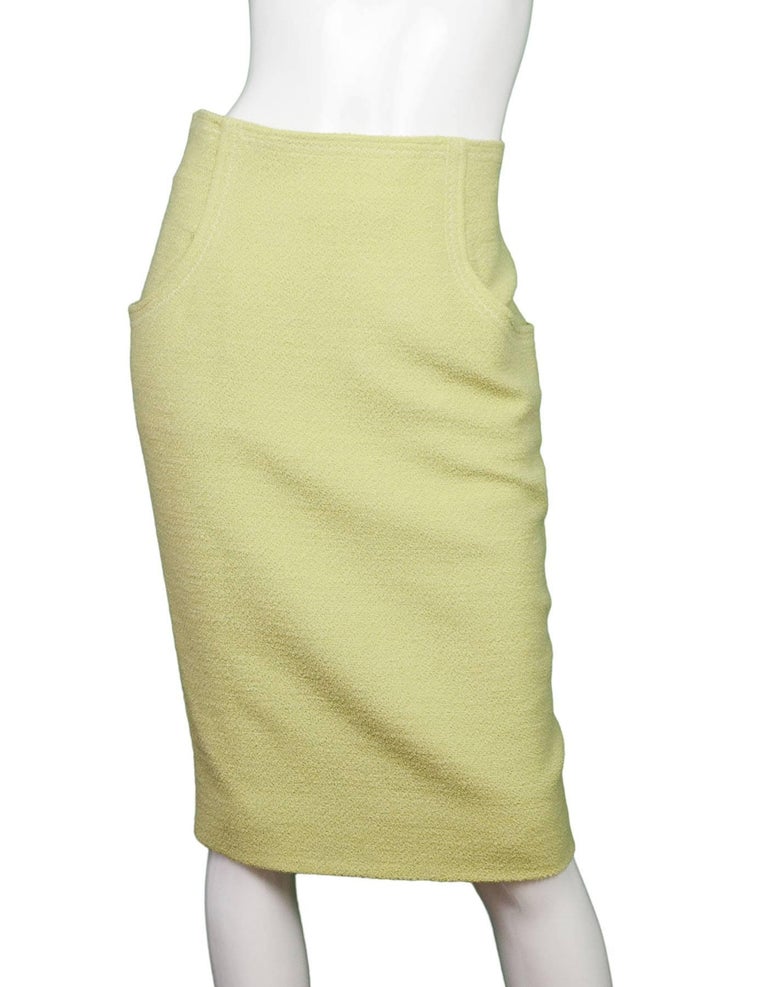 Chanel Chartreuse Boucle Skirt sz M For Sale at 1stDibs | chartreuse ...