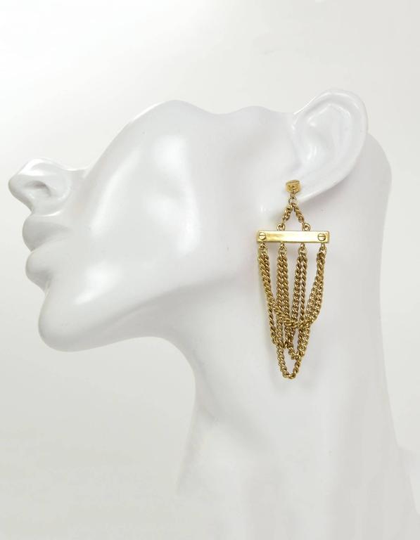 Givenchy Goldtone MultiStrand Chain Link Chandelier Earrings For Sale