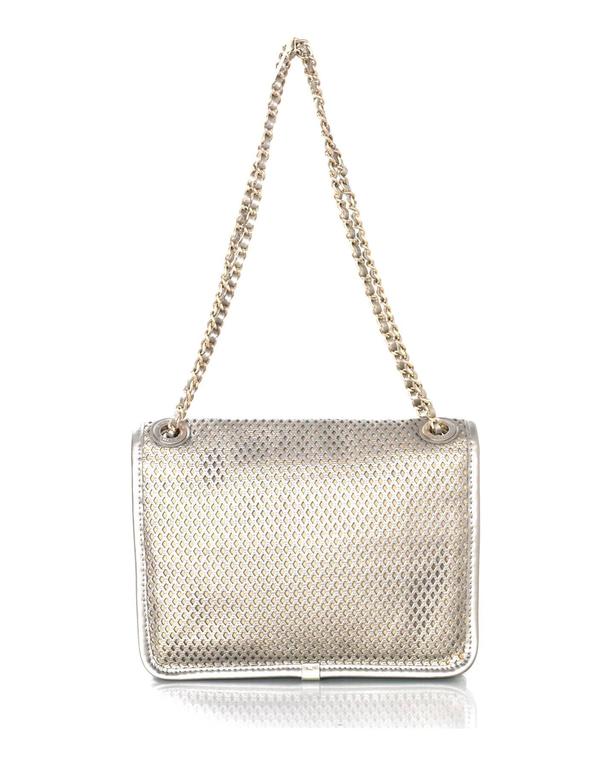 Chanel Gold Metallic Perforated Leather Up In The Air Flap Bag rt ...