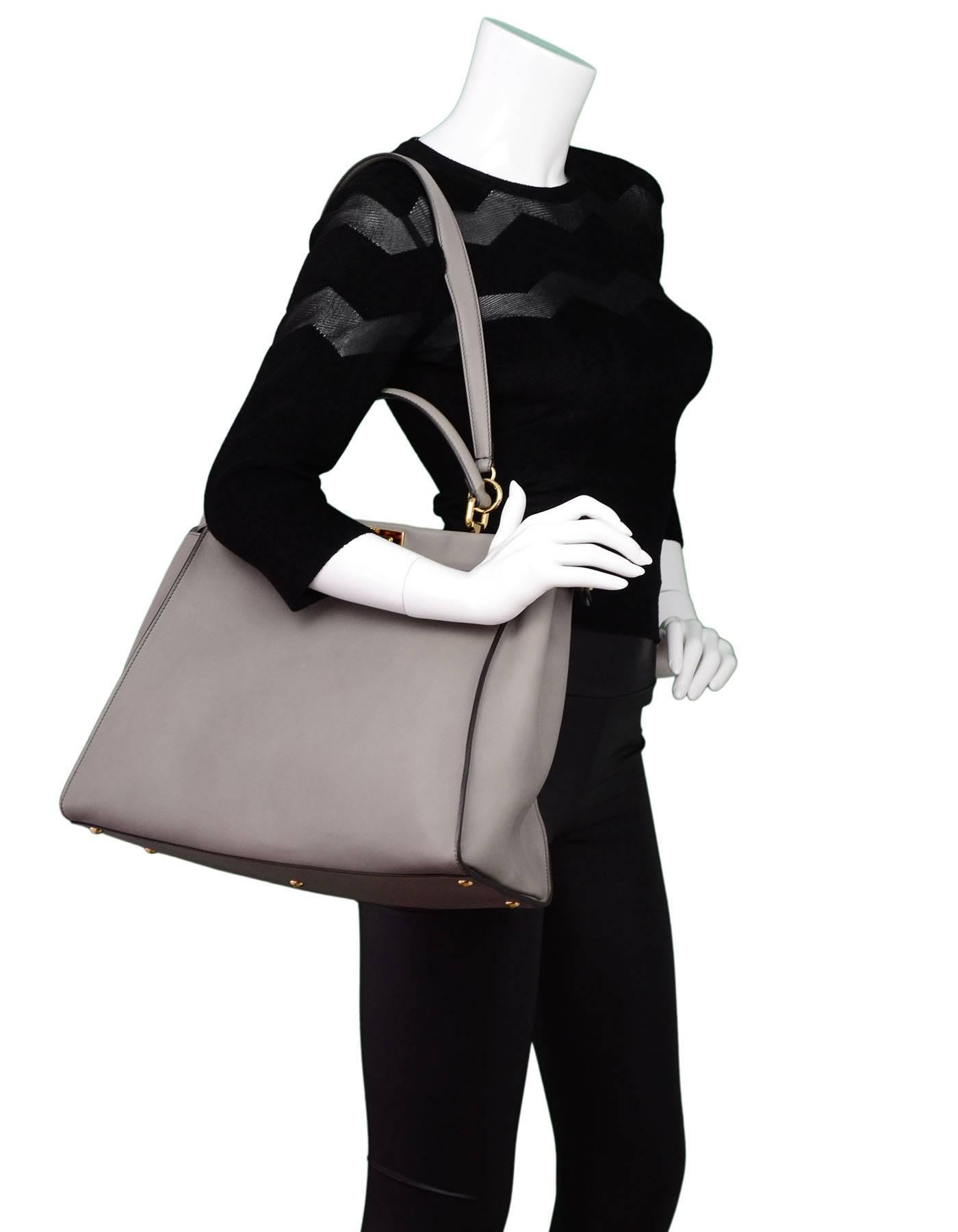Fendi Grey Leather Large Peek-a-Boo Satchel Bag w/ Tortoise rt. $4, 700 5