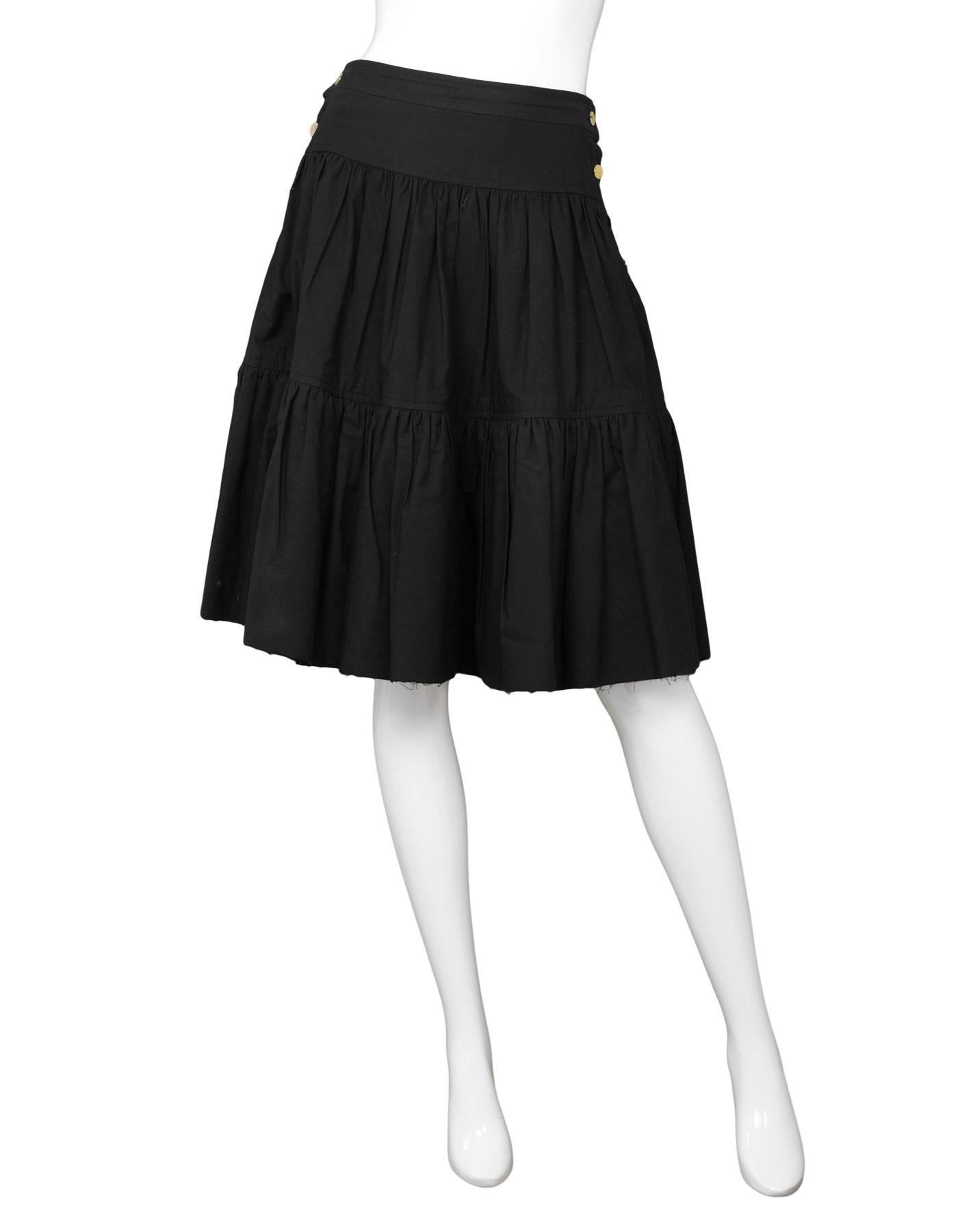 Chanel Black Cotton 2-Tier Skirt sz M In Excellent Condition In New York, NY