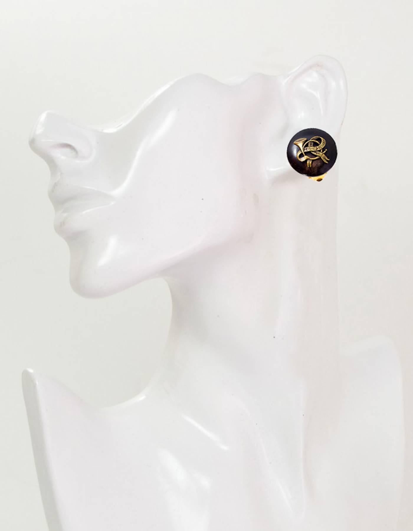 Hermes Vintage Horn Clip-On Earrings 3
