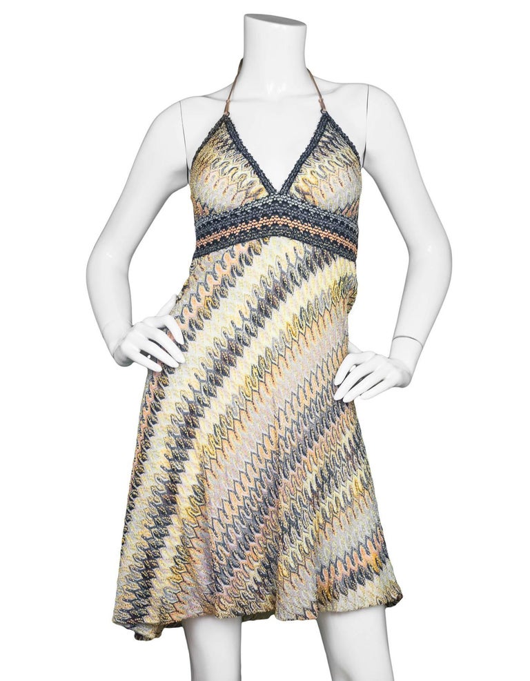 Missoni Mare Multi-Colored Knit Halter Dress sz S For Sale at 1stDibs ...