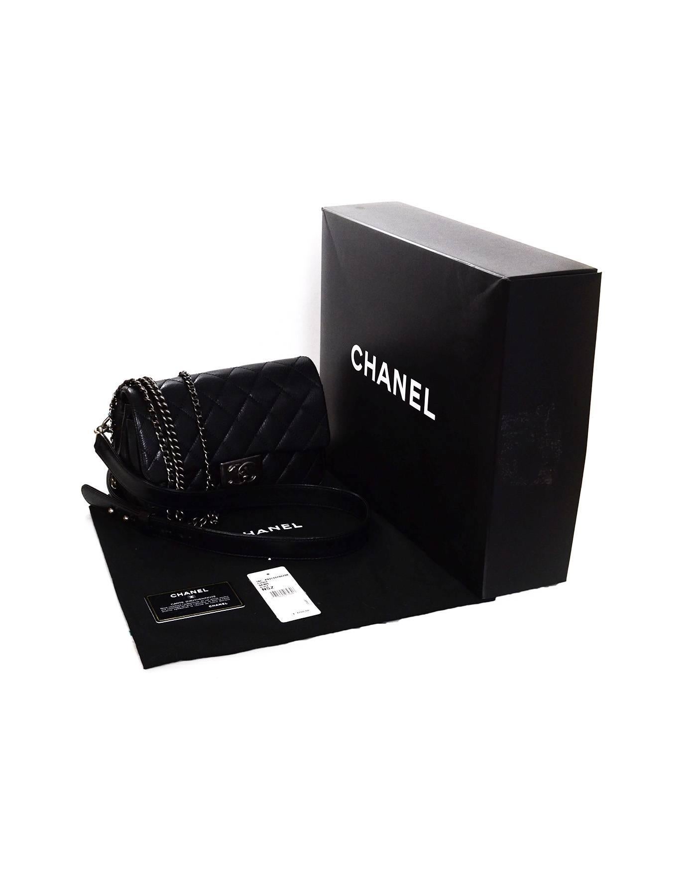 Chanel 2016 Black Goatskin Small Double Carry Waist Chain Flap Crossbody Bag 3