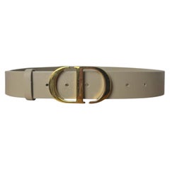 Christian Dior Leather Natural Taupe CD Icon Belt sz 75