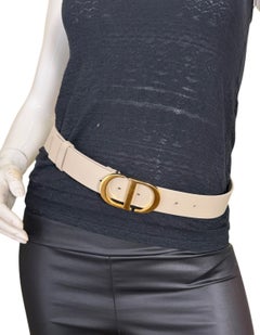 Christian Dior Leather Natural Taupe CD Icon Belt sz 75