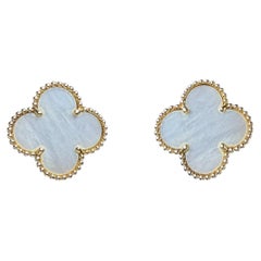 Van Cleef & Arpels 18K Yellow Gold/ MOP Mother of Pearl Magic Alhambra Earrings