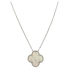 Van Cleef & Arpels 18k White Gold/ Mother of Pearl MOP Magic Alhambra Necklace