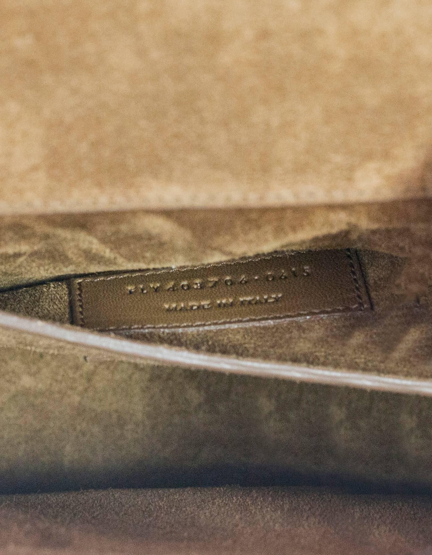 Saint Laurent Camel Suede Monogram Small Fringe Crossbody Bag w/ Box & DB In Excellent Condition In New York, NY