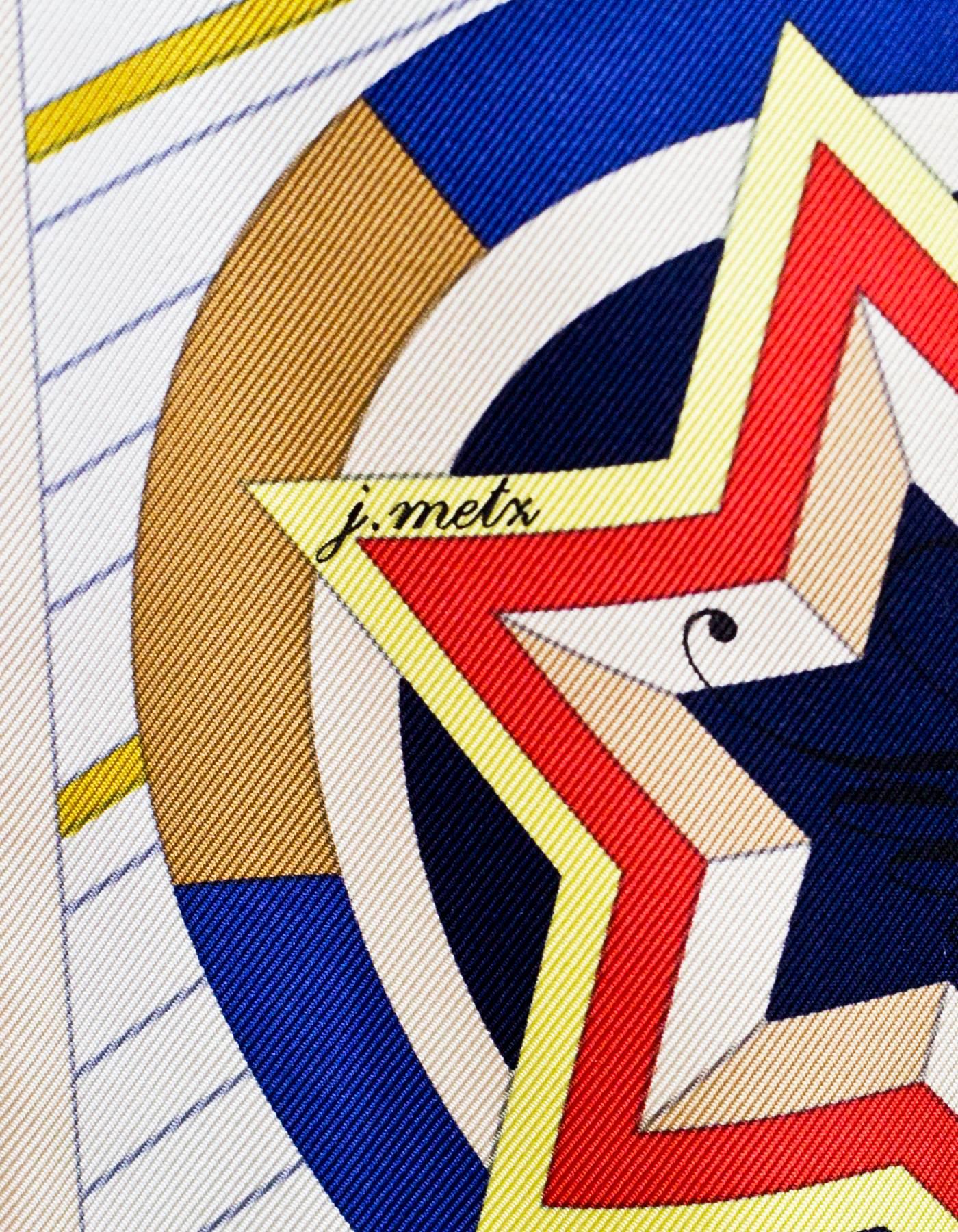  Hermès La Rose Des Vents BY Joachim Metz Echarpe en soie 90cm Pour femmes 