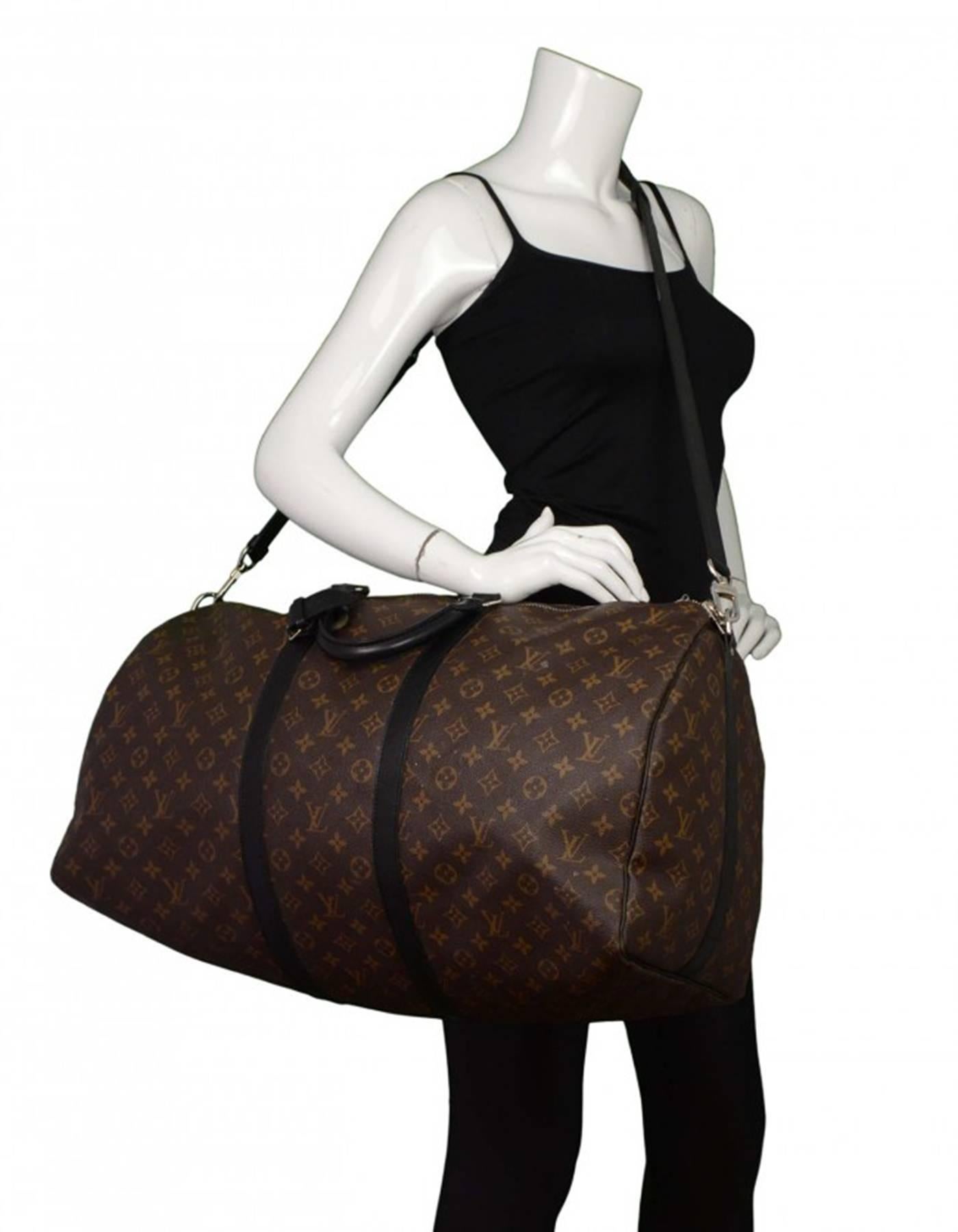 Louis Vuitton Monogram Macassar Keepall Bandouliere 55 Duffle Travel Bag 4