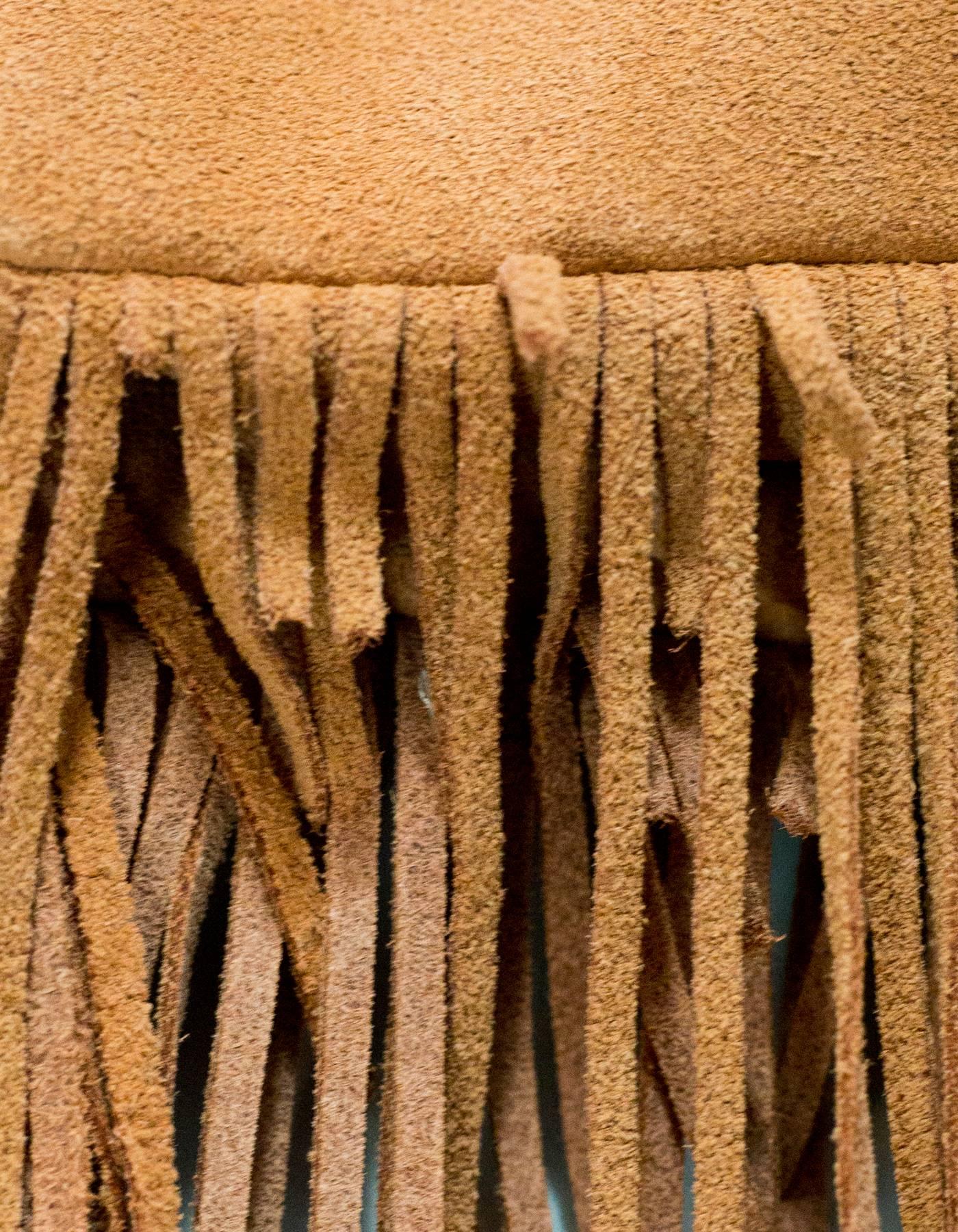 Brown Loeffler Randall Desert Nude Suede Fringe Envelope Bag