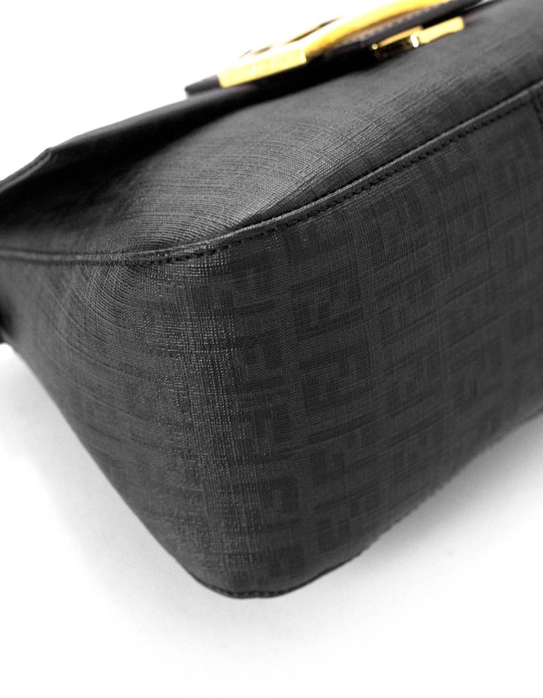 Fendi Black Coated Canvas Zucca Baguette Bag For Sale at 1stdibs