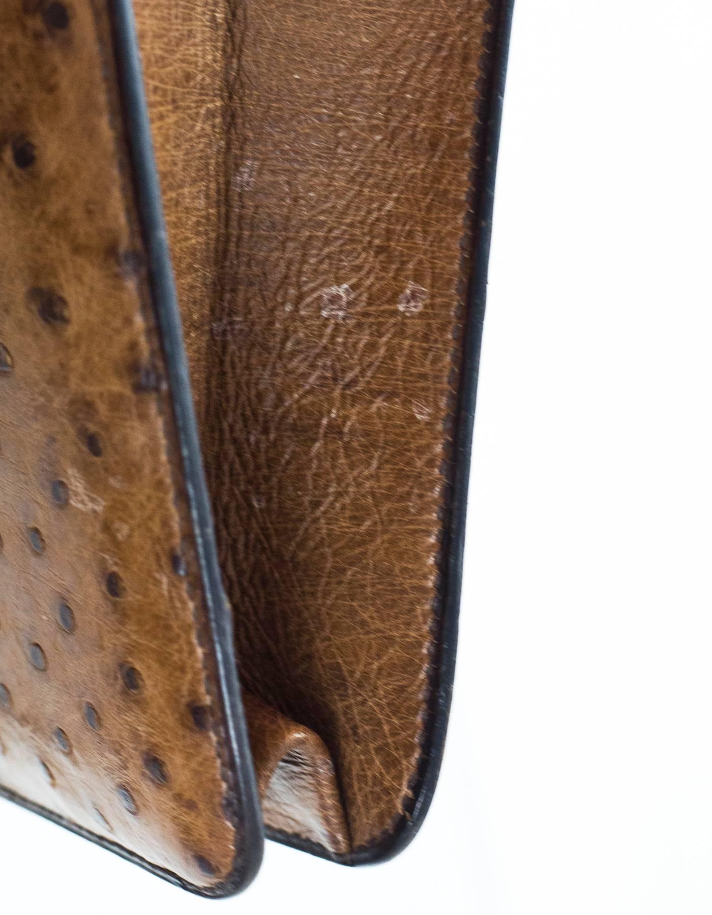 Hermes Vintage Brown Ostrich Clutch/Shoulder Bag w. Tassel Detail 2