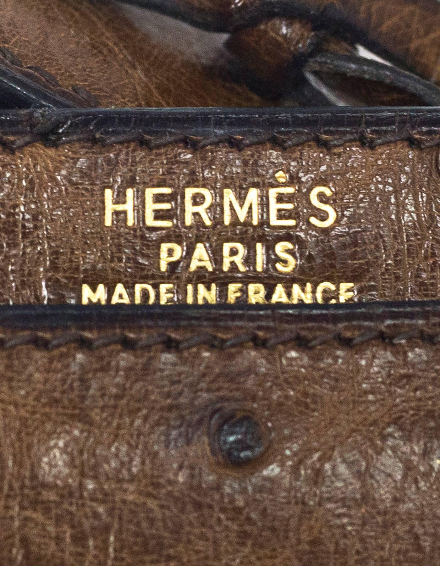 Hermes Vintage Brown Ostrich Clutch/Shoulder Bag w. Tassel Detail 5