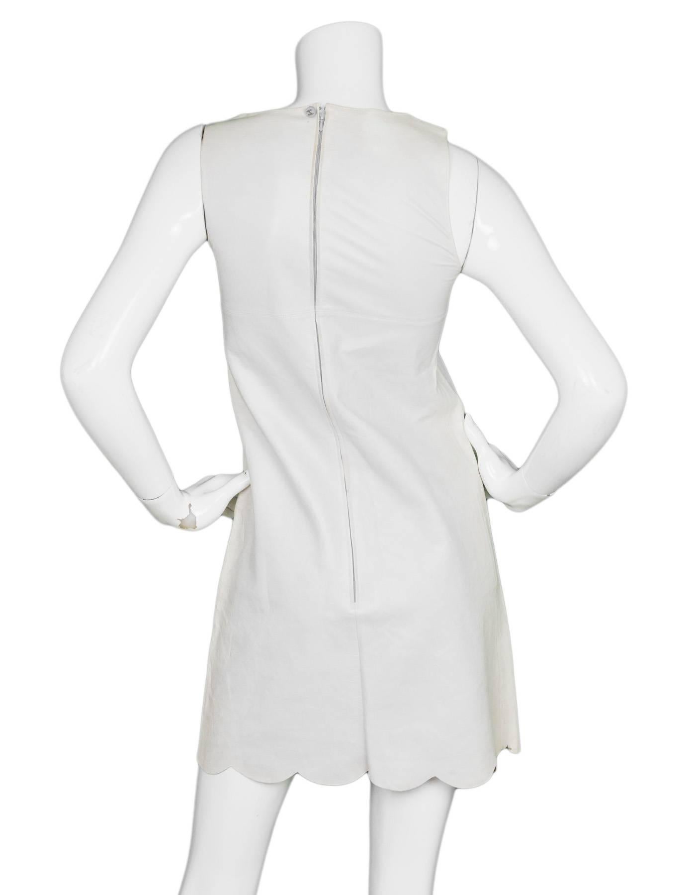 Gray Chanel Blush Leather Dress with Scallop Hem Sz FR38