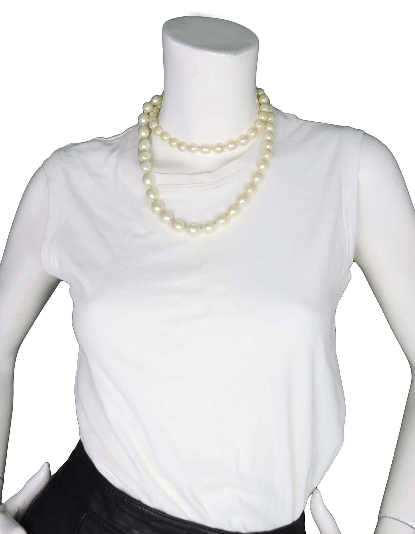 CHANEL Vintage '87 Graduated Pearls Single Strand Necklace 1