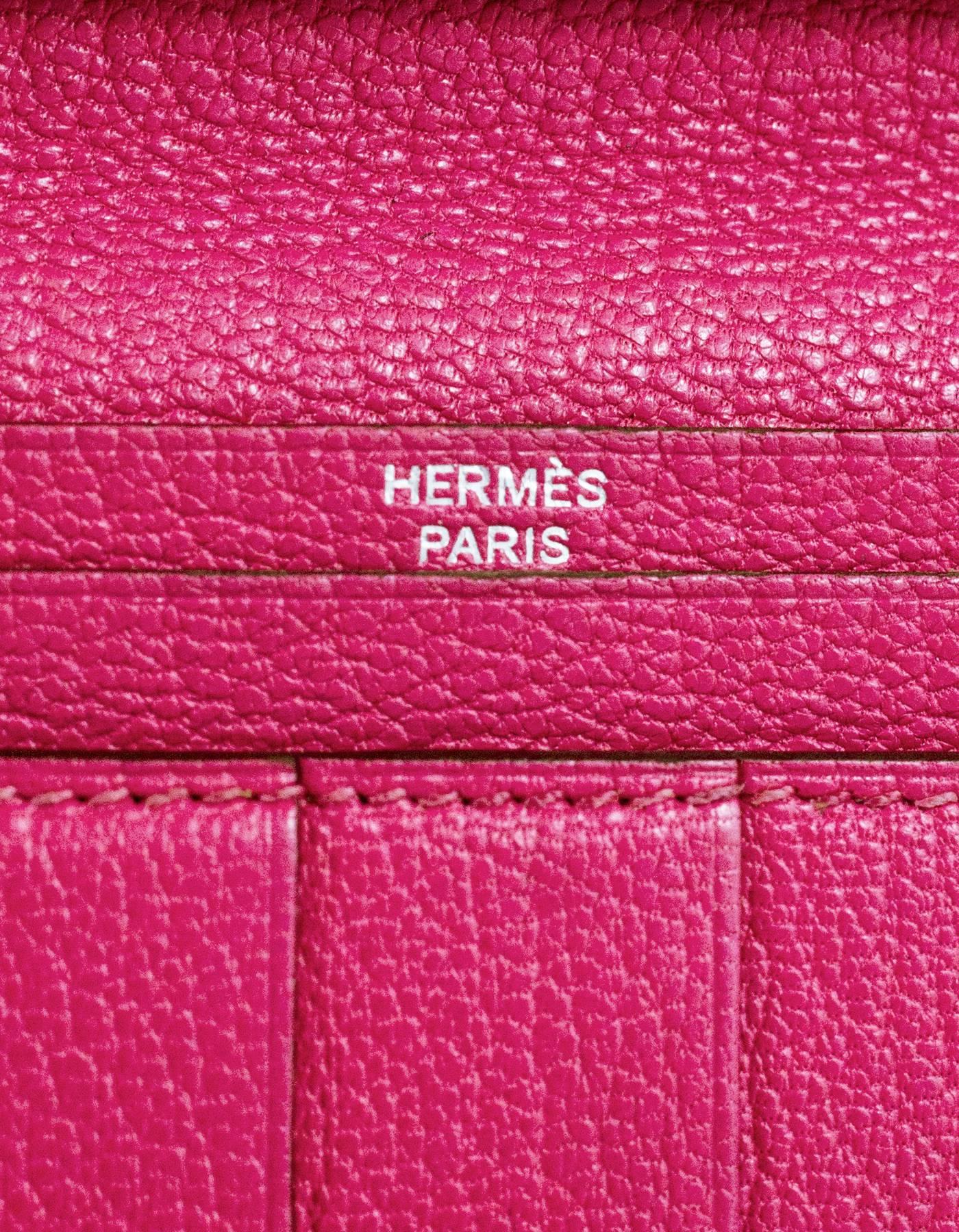 Hermes Rose Tyrien Chevre Mysore Leather Bearn Wallet   1