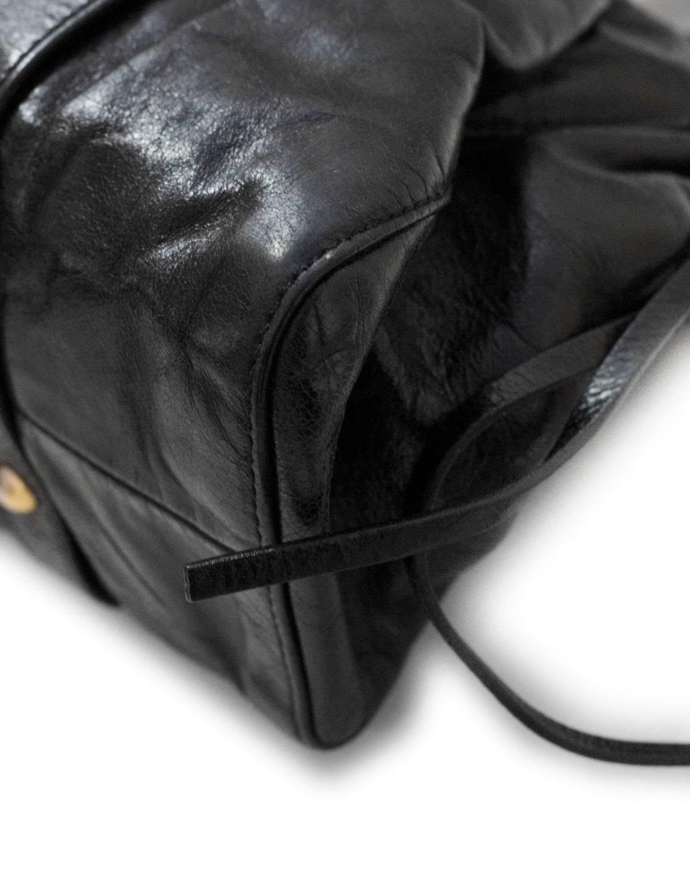 Miu Miu Black Ruched Leather Satchel Bag with DB 1