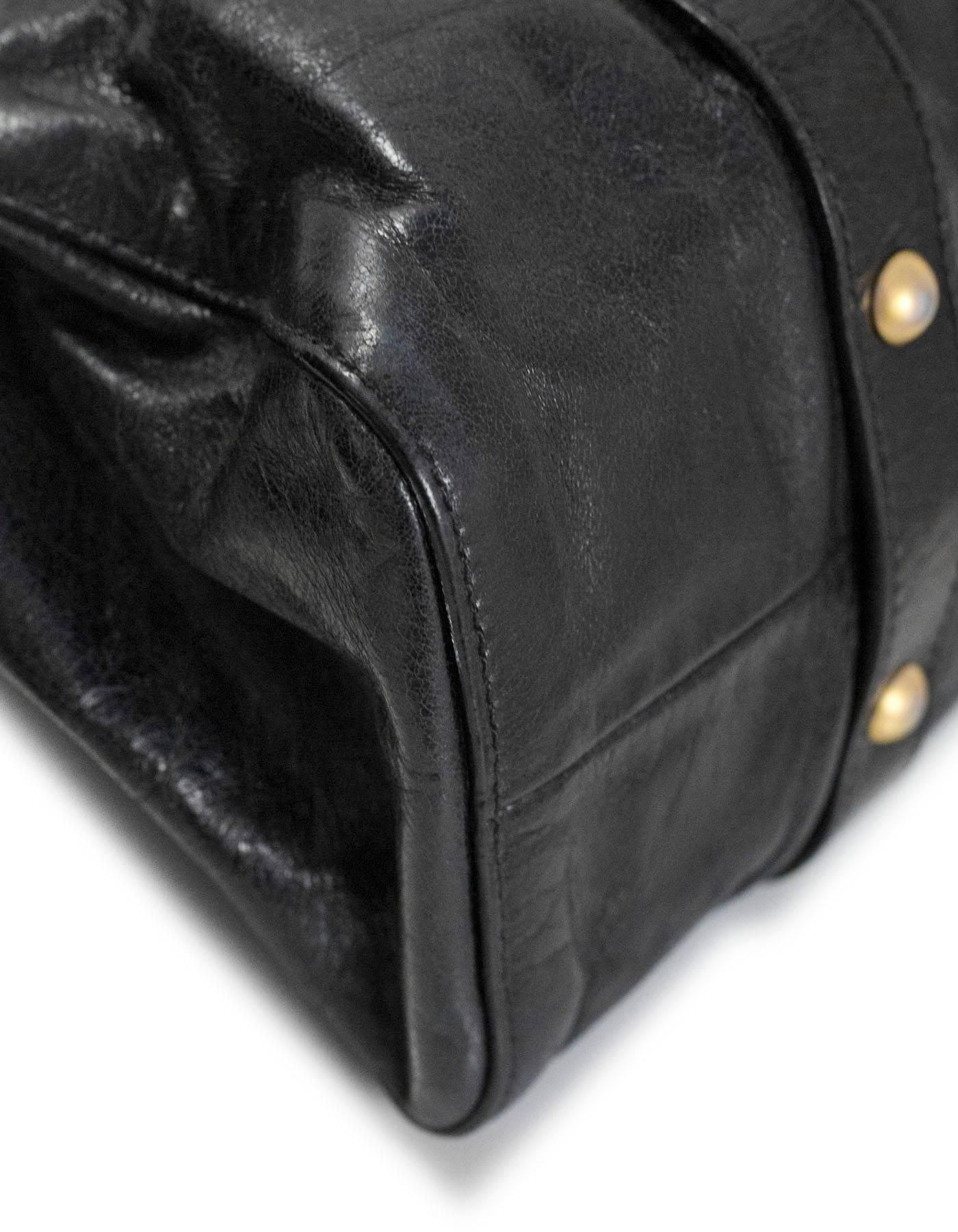 Women's Miu Miu Black Ruched Leather Satchel Bag with DB