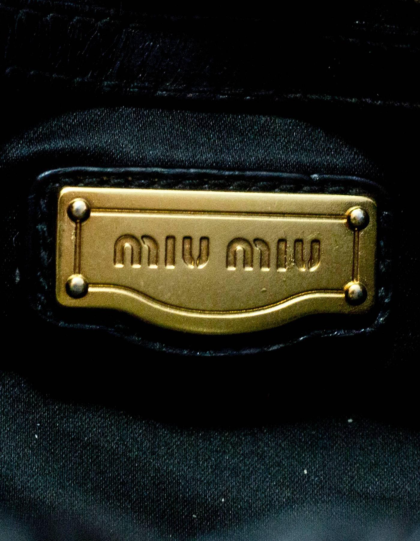 Miu Miu Black Ruched Leather Satchel Bag with DB 3